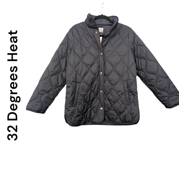 32 Degrees Heat | Quilted High Neck Lightweight Jacket | Dark Navy Blue | Medium - Picture 5 of 8